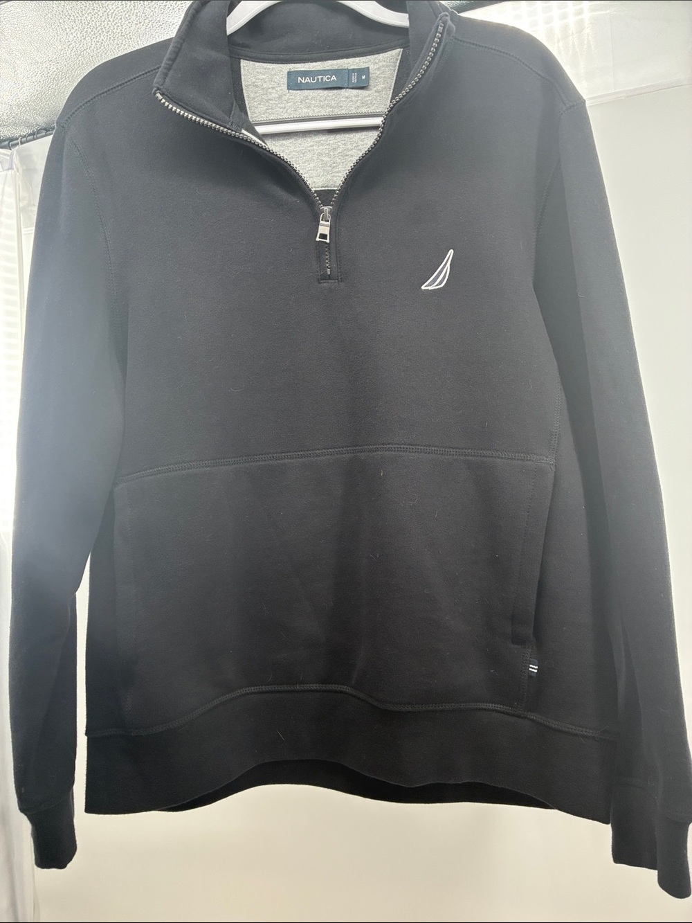 Nautica Men's Black Half-Zip Pullover with Sail Logo